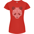 Paisly Panda Bear Womens Petite Cut T-Shirt Red
