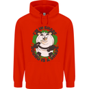 Panda Bear Funny Overweight Fat Humour Childrens Kids Hoodie Bright Red