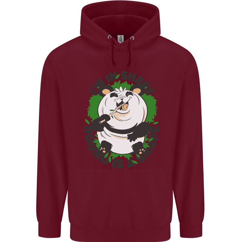 Panda Bear Funny Overweight Fat Humour Childrens Kids Hoodie Maroon
