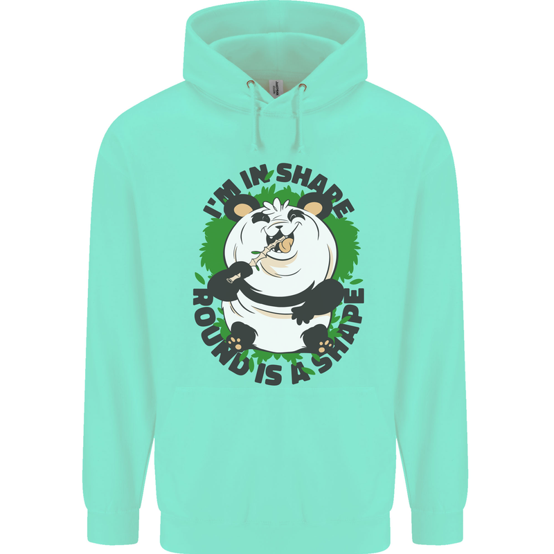 Panda Bear Funny Overweight Fat Humour Childrens Kids Hoodie Peppermint