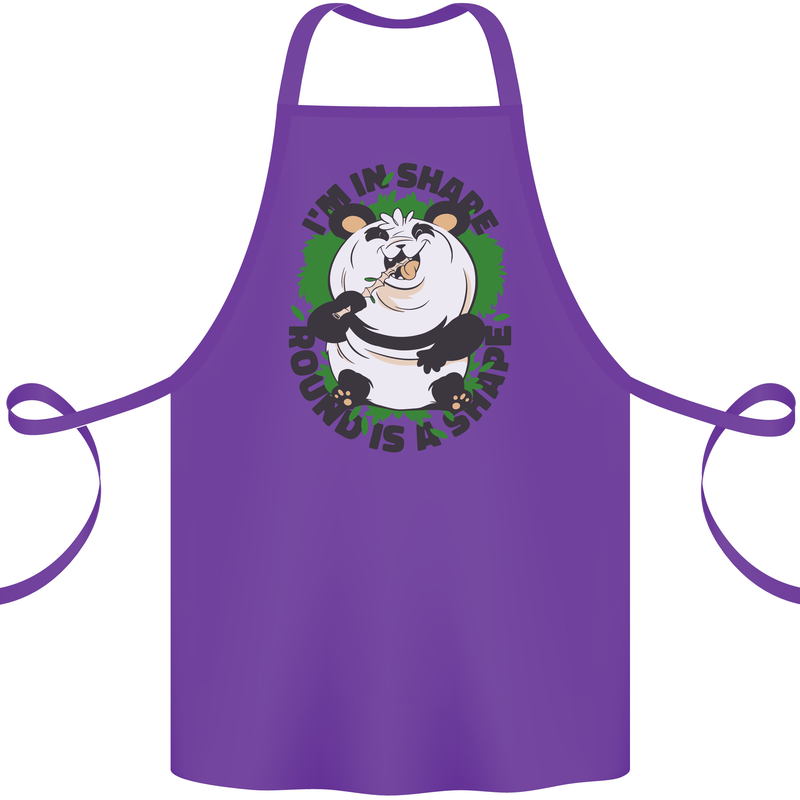 Panda Bear Funny Overweight Fat Humour Cotton Apron 100% Organic Purple