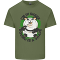 Panda Bear Funny Overweight Fat Humour Mens Cotton T-Shirt Tee Top Military Green