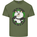 Panda Bear Funny Overweight Fat Humour Mens Cotton T-Shirt Tee Top Military Green