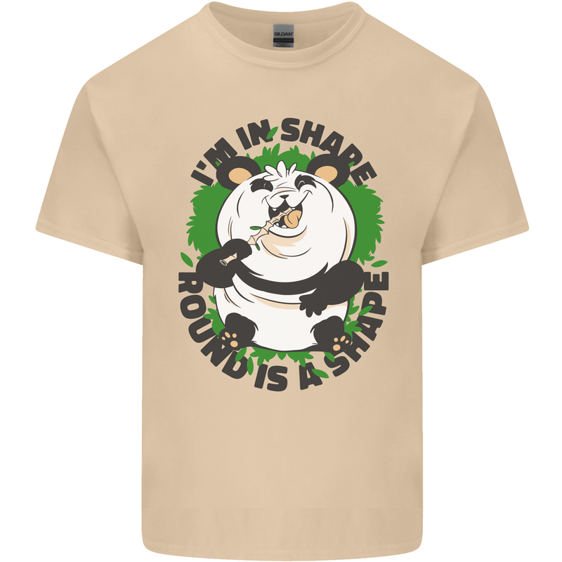Panda Bear Funny Overweight Fat Humour Mens Cotton T-Shirt Tee Top Sand