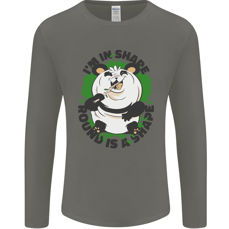 Panda Bear Funny Overweight Fat Humour Mens Long Sleeve T-Shirt Charcoal