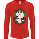 Panda Bear Funny Overweight Fat Humour Mens Long Sleeve T-Shirt Red