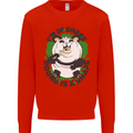 Panda Bear Funny Overweight Fat Humour Mens Sweatshirt Jumper Bright Red