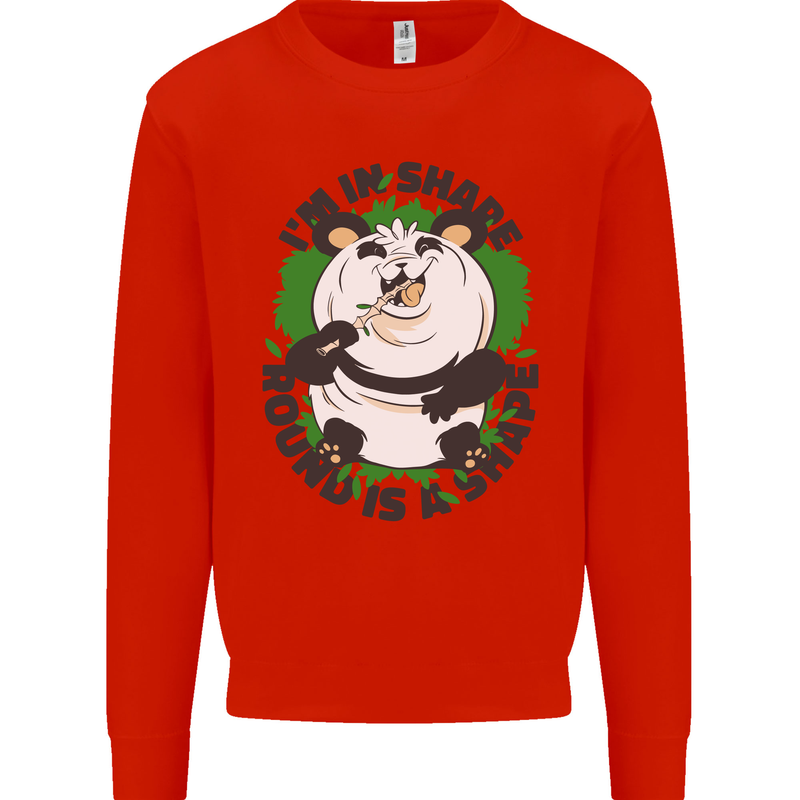 Panda Bear Funny Overweight Fat Humour Mens Sweatshirt Jumper Bright Red