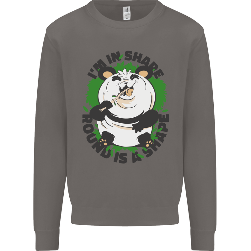 Panda Bear Funny Overweight Fat Humour Mens Sweatshirt Jumper Charcoal
