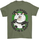 Panda Bear Funny Overweight Fat Humour Mens T-Shirt 100% Cotton Military Green