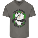 Panda Bear Funny Overweight Fat Humour Mens V-Neck Cotton T-Shirt Charcoal