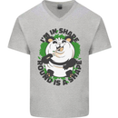 Panda Bear Funny Overweight Fat Humour Mens V-Neck Cotton T-Shirt Sports Grey