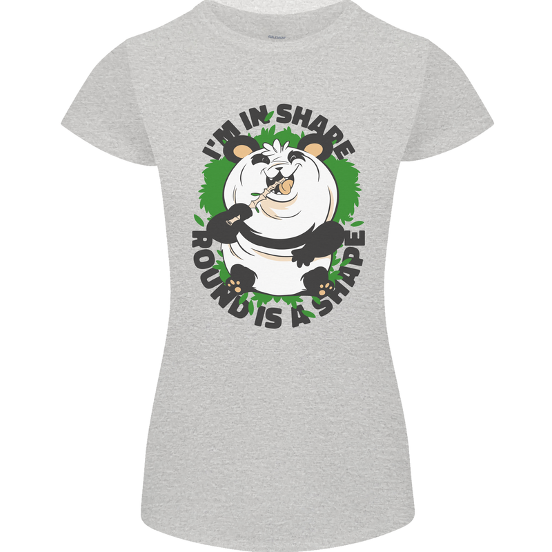 Panda Bear Funny Overweight Fat Humour Womens Petite Cut T-Shirt Sports Grey