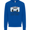 Panda Bear Funny Sleep Sleeping Nightwear Kids Sweatshirt Jumper Royal Blue