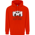 Panda Bear Funny Sleep Sleeping Nightwear Mens 80% Cotton Hoodie Bright Red