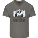 Panda Bear Funny Sleep Sleeping Nightwear Mens V-Neck Cotton T-Shirt Charcoal