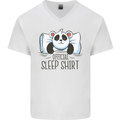 Panda Bear Funny Sleep Sleeping Nightwear Mens V-Neck Cotton T-Shirt White