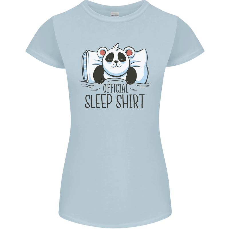 Panda Bear Funny Sleep Sleeping Nightwear Womens Petite Cut T-Shirt Light Blue