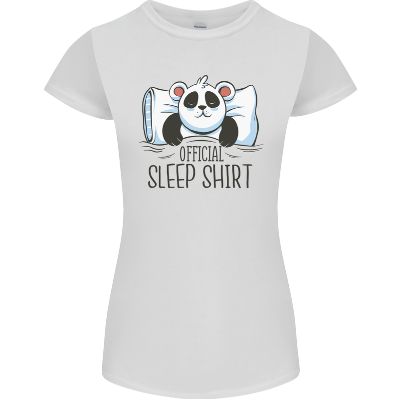 Panda Bear Funny Sleep Sleeping Nightwear Womens Petite Cut T-Shirt White