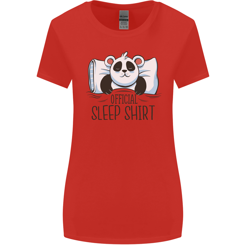 Panda Bear Funny Sleep Sleeping Nightwear Womens Wider Cut T-Shirt Red