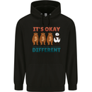 Panda Bear LGBT It's Okay to Be Different Mens 80% Cotton Hoodie Black