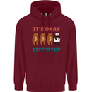 Panda Bear LGBT It's Okay to Be Different Mens 80% Cotton Hoodie Maroon