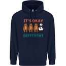 Panda Bear LGBT It's Okay to Be Different Mens 80% Cotton Hoodie Navy Blue
