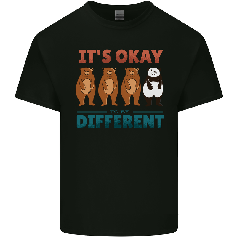 Panda Bear LGBT It's Okay to Be Different Mens Cotton T-Shirt Tee Top Black