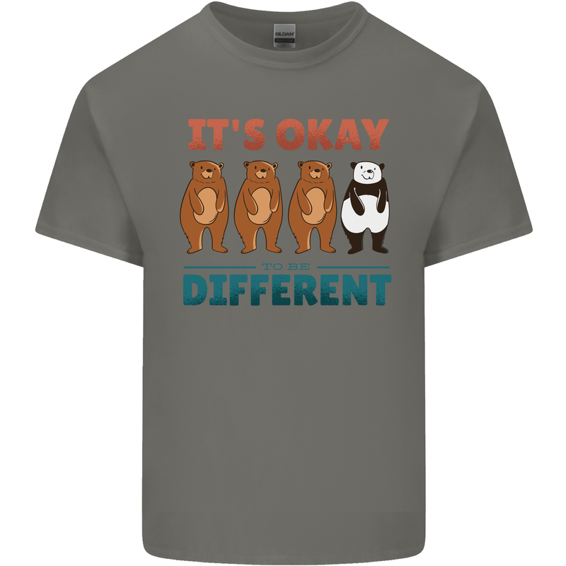 Panda Bear LGBT It's Okay to Be Different Mens Cotton T-Shirt Tee Top Charcoal
