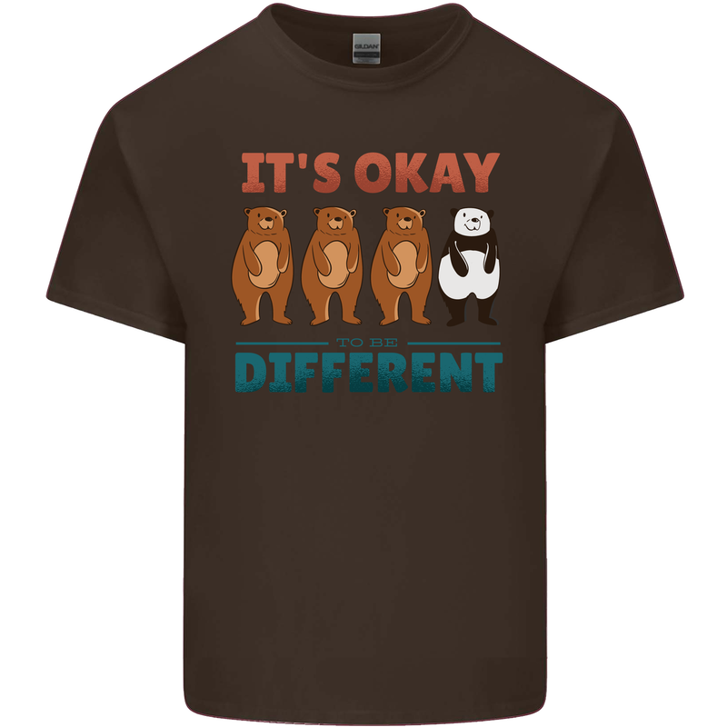Panda Bear LGBT It's Okay to Be Different Mens Cotton T-Shirt Tee Top Dark Chocolate