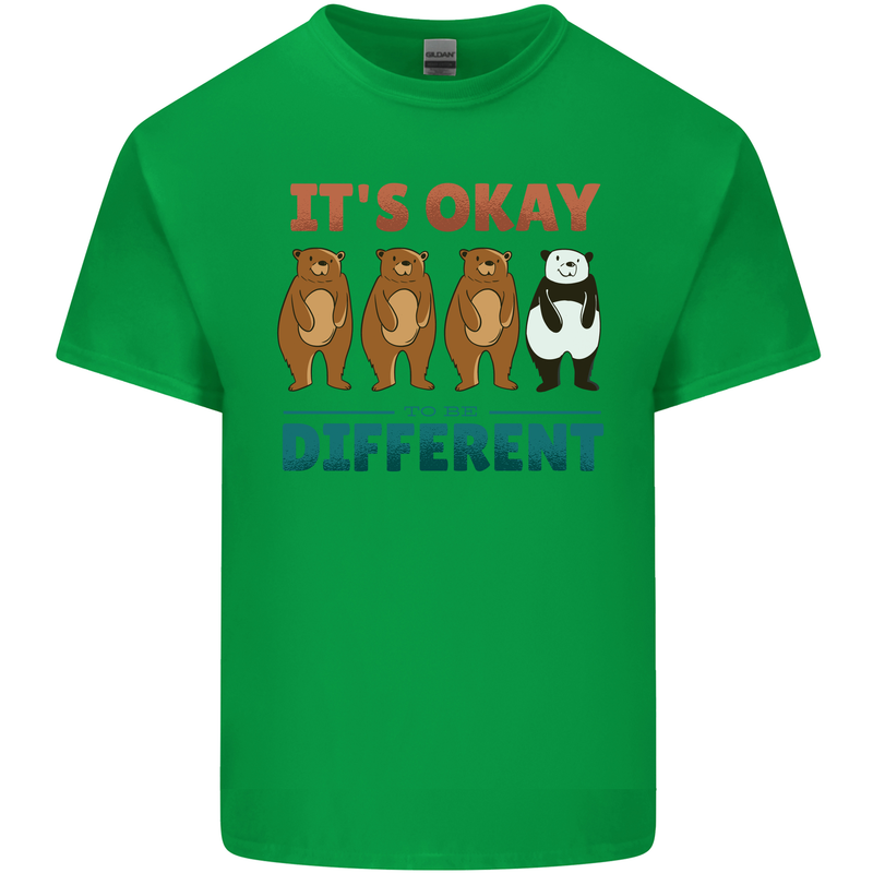 Panda Bear LGBT It's Okay to Be Different Mens Cotton T-Shirt Tee Top Irish Green
