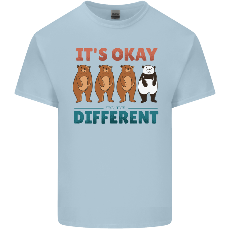 Panda Bear LGBT It's Okay to Be Different Mens Cotton T-Shirt Tee Top Light Blue