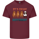 Panda Bear LGBT It's Okay to Be Different Mens Cotton T-Shirt Tee Top Maroon