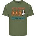Panda Bear LGBT It's Okay to Be Different Mens Cotton T-Shirt Tee Top Military Green