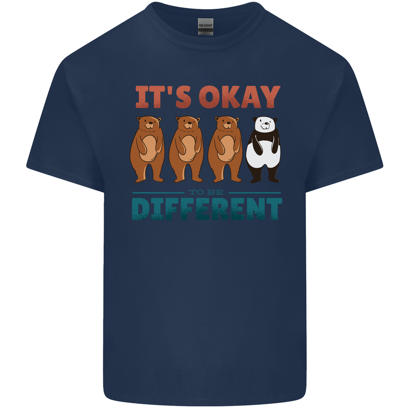 Panda Bear LGBT It's Okay to Be Different Mens Cotton T-Shirt Tee Top Navy Blue
