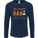 Panda Bear LGBT It's Okay to Be Different Mens Long Sleeve T-Shirt Navy Blue