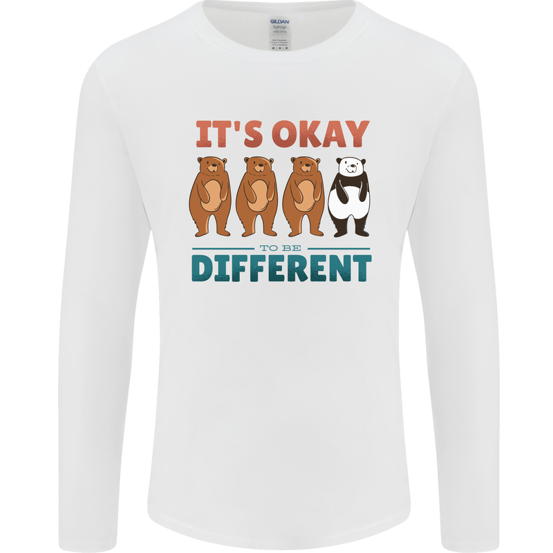 Panda Bear LGBT It's Okay to Be Different Mens Long Sleeve T-Shirt White