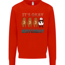 Panda Bear LGBT It's Okay to Be Different Mens Sweatshirt Jumper Bright Red