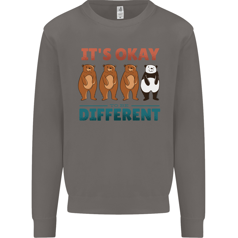 Panda Bear LGBT It's Okay to Be Different Mens Sweatshirt Jumper Charcoal