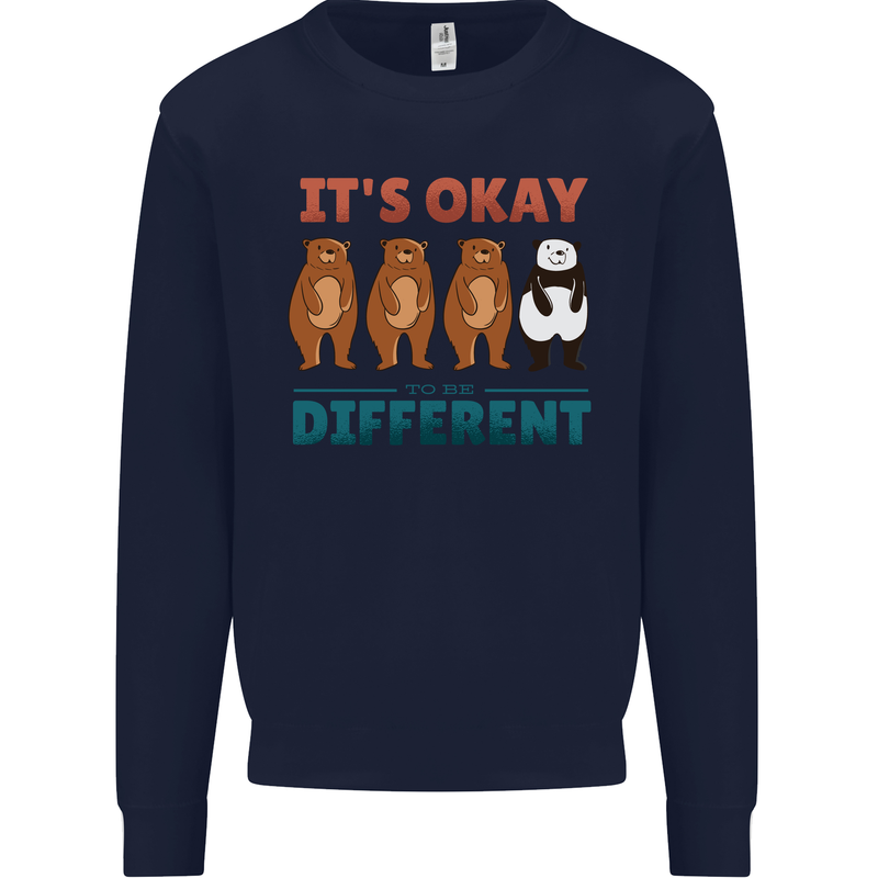 Panda Bear LGBT It's Okay to Be Different Mens Sweatshirt Jumper Navy Blue