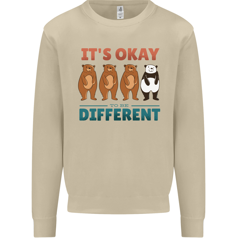 Panda Bear LGBT It's Okay to Be Different Mens Sweatshirt Jumper Sand