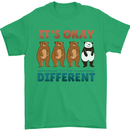 Panda Bear LGBT It's Okay to Be Different Mens T-Shirt Cotton Gildan Irish Green