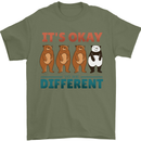 Panda Bear LGBT It's Okay to Be Different Mens T-Shirt Cotton Gildan Military Green