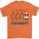 Panda Bear LGBT It's Okay to Be Different Mens T-Shirt Cotton Gildan Orange