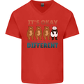 Panda Bear LGBT It's Okay to Be Different Mens V-Neck Cotton T-Shirt Red