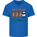 Panda Bear LGBT It's Okay to Be Different Mens V-Neck Cotton T-Shirt Royal Blue