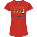 Panda Bear LGBT It's Okay to Be Different Womens Petite Cut T-Shirt Red