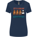 Panda Bear LGBT It's Okay to Be Different Womens Wider Cut T-Shirt Navy Blue