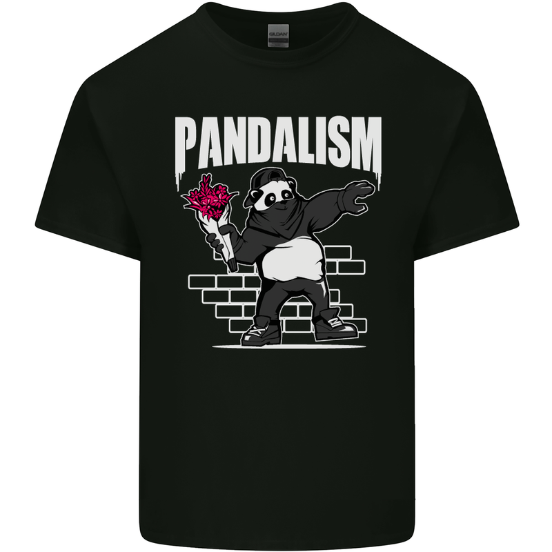 Pandalism Banksy Style Street Art Graffiti Mens Cotton T-Shirt Tee Top Black