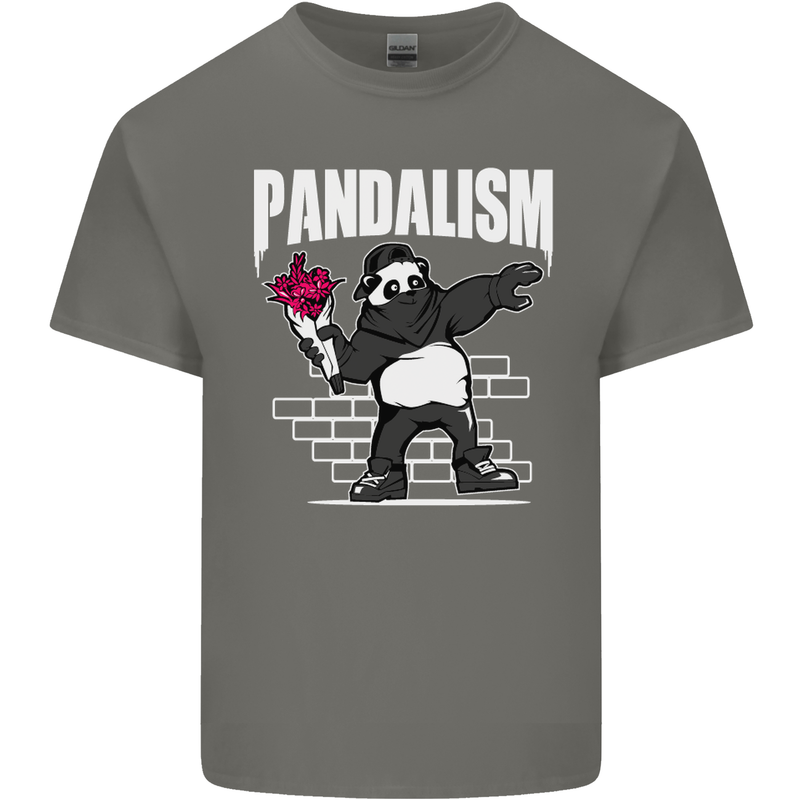 Pandalism Banksy Style Street Art Graffiti Mens Cotton T-Shirt Tee Top Charcoal